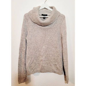 White House Black Market Cowl Neck Sweater Women Size LP Ivory Sparkle Champagne